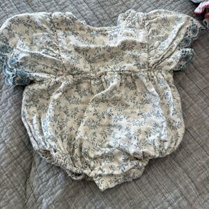 Rylee + Cru Blue and Cream Baby Romper